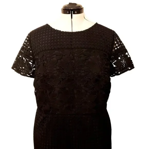 Talbot's Mixed Black Lace Fit-And-Flare Dress| SZ 16W - Picture 3 of 10